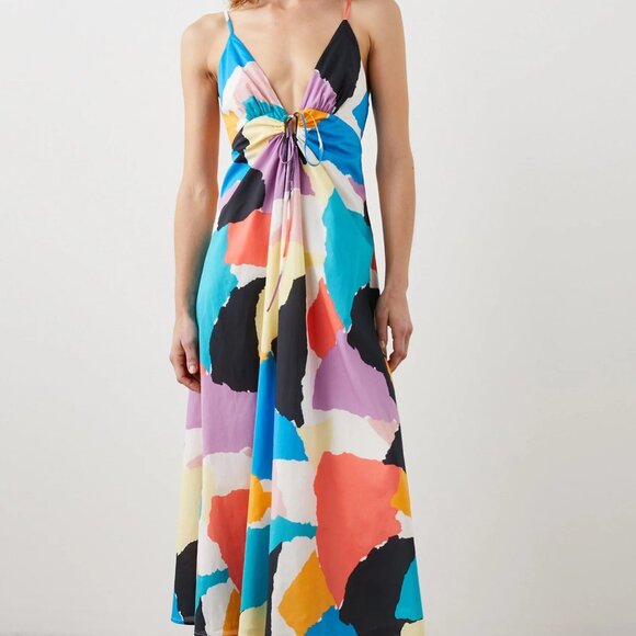Rails | Maxi Sabina Dress Summer Color-block Spagetti Strap Small 100% Cotton - Picture 15 of 16